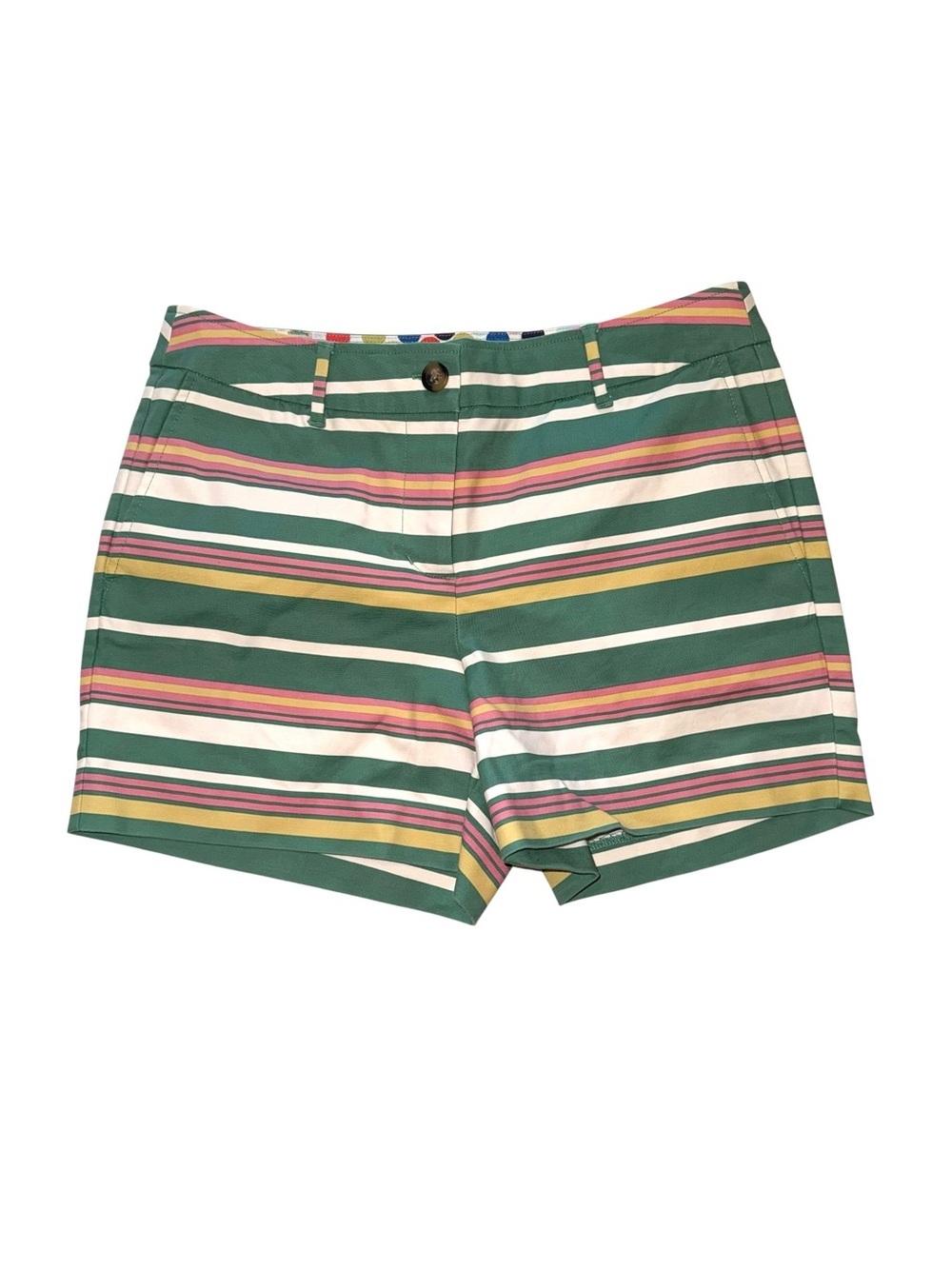 Boden Green Multicolor Striped Shorts Women’s Size 6 Flat Front Summer Preppy